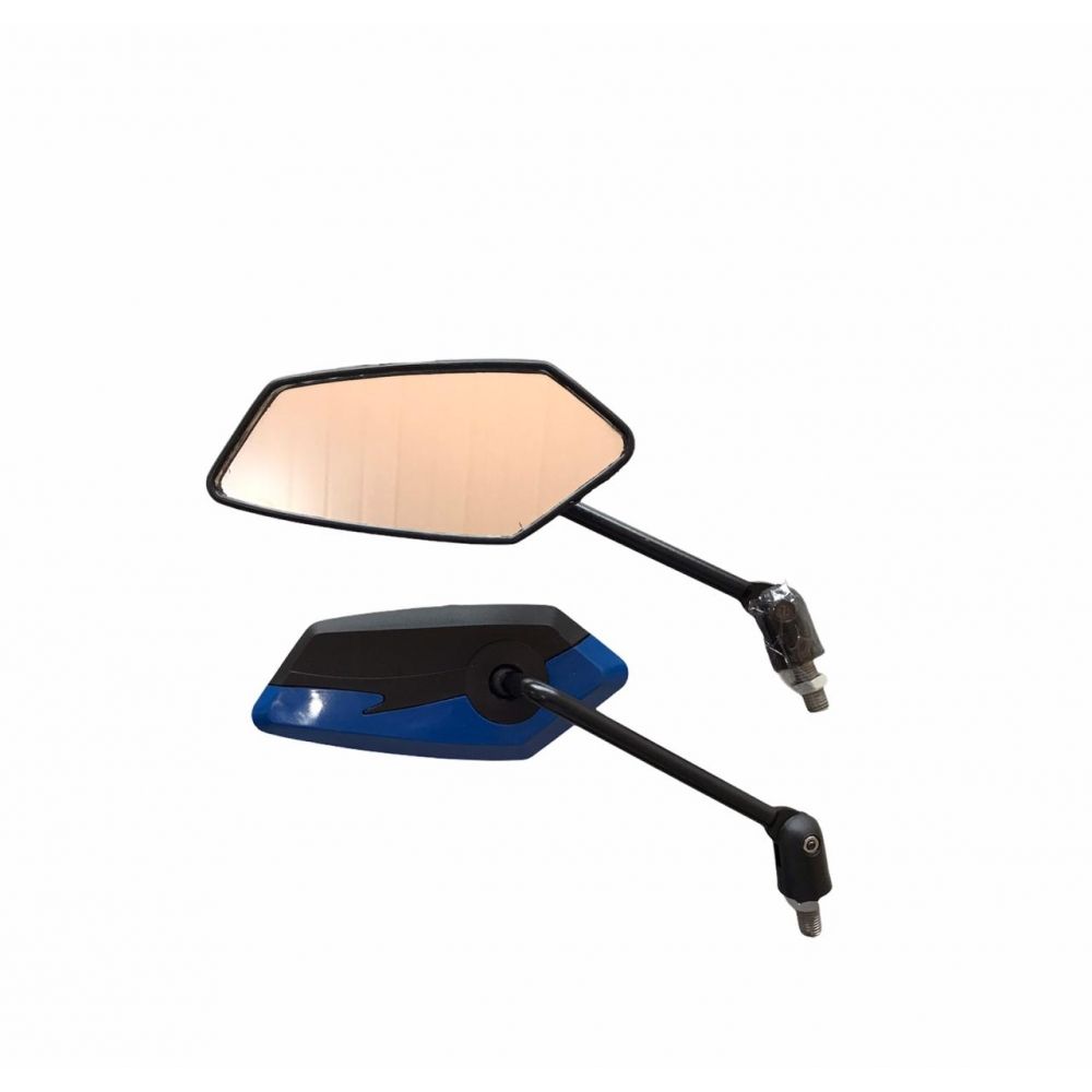 RETROVISOR SILVER BASE AZUL ARTICULADO P/ YAMAHA