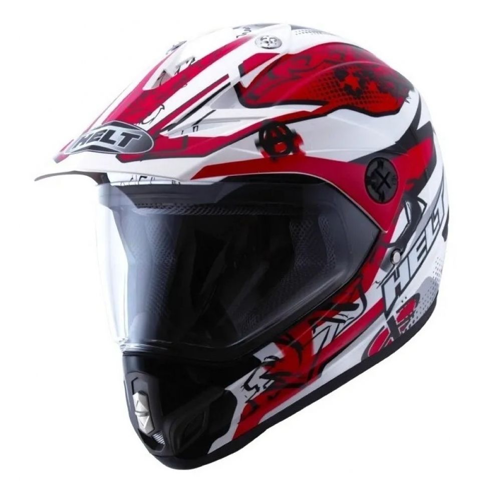 CAPACETE CROSS VISION GRAFITE VERM/ BRANCO 56