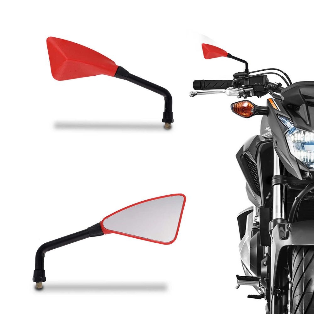 RETROVISOR ARROW VERMELHO HASTE PRETA ARTICULADO