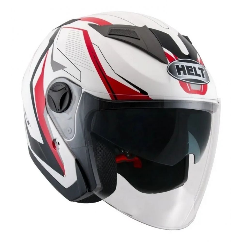 CAPACETE ABERTO C/OCULOS NEW CITY BRANCO/ VERM 62