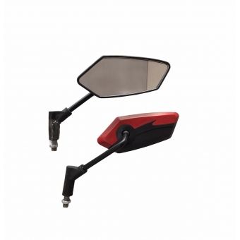 RETROVISOR SILVER BASE VERMELHA HASTE CUSTOM (PAR)