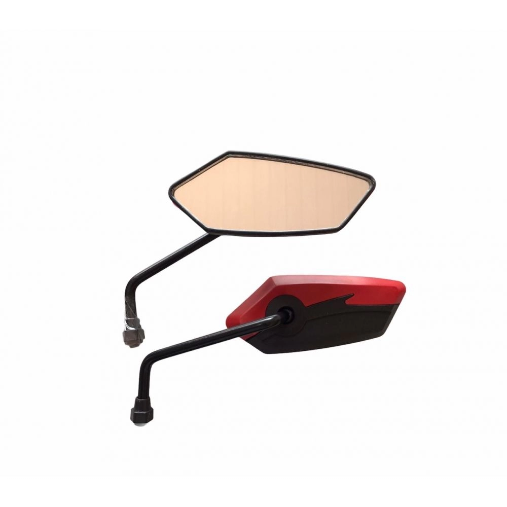 RETROVISOR SILVER BASE VERMELHA P/ YAMAHA (PAR)