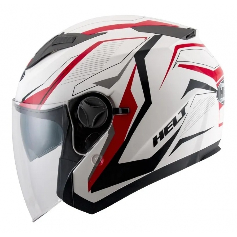 CAPACETE ABERTO C/OCULOS NEW CITY BRANCO/ VERM 56