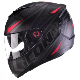 CAPACETE ICON FAST PRETO F/VERMELHO 60