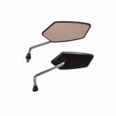 RETROVISOR SILVER BASE PRETA C/ HASTE CROMADA (PAR