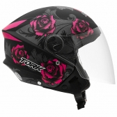 CAPACETE NEW LIBERTY 3 FLOWERS FOSCO PINK/PRETO 56